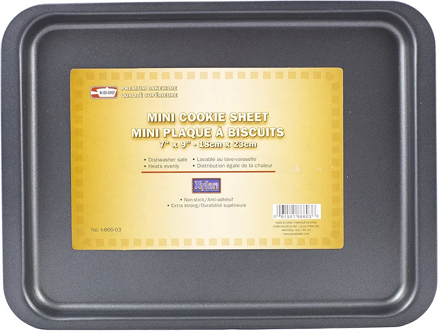 SYMAK K866-03 7" x 9" Mini Cookie Sheet Non-Stick Small Toaster Oven Pan Bakeware Replacement, White
