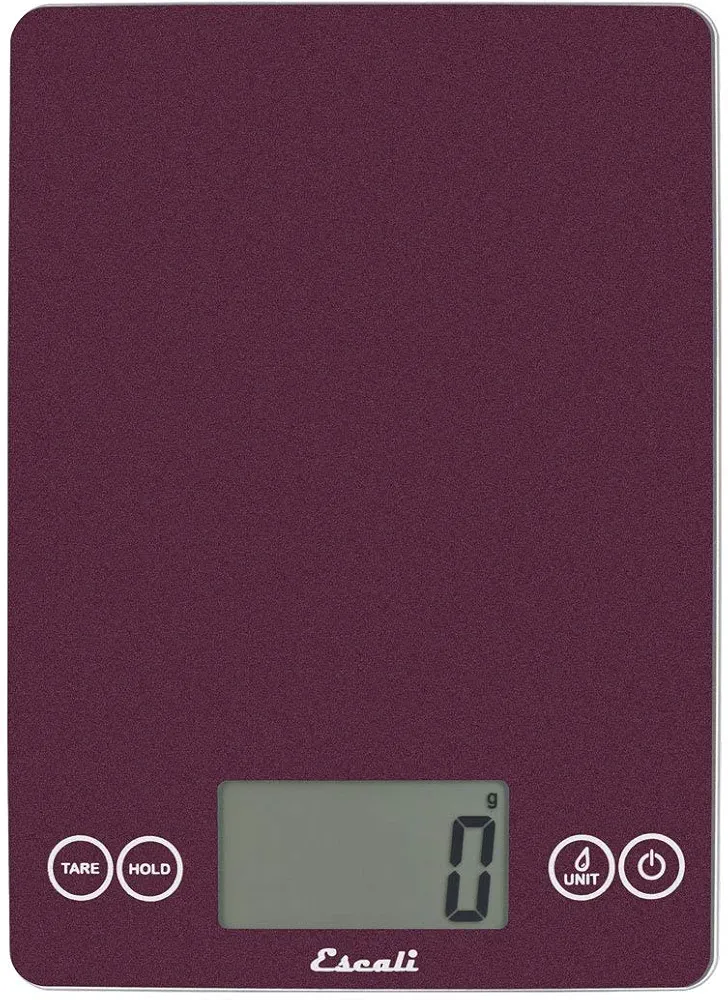 Escali Arti Glass Food Scale Digital Countertop Kitchen, Baking and Cooking Scale with Nutrition and Calorie Counter, 15-Pound Capacity, 9" x 6.5" x .75", Purple Night