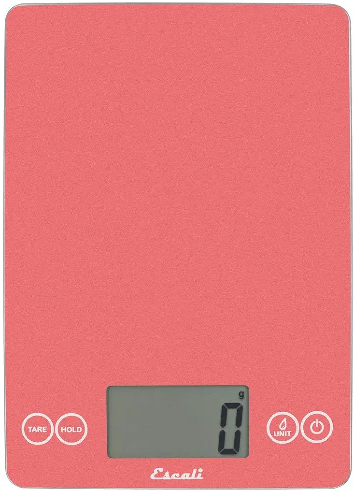 Escali Arti Glass Food Scale Digital Countertop Kitchen, Baking and Cooking Scale with Nutrition and Calorie Counter, 15-Pound Capacity, 9" x 6.5" x .75", Desert Rose