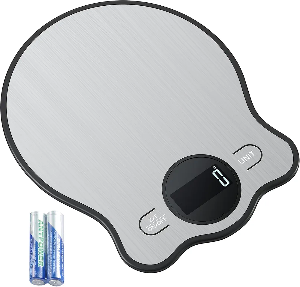 Digital Kitchen Scale Weight 22lbs Grams & Ounces 1g/0.1oz for Food Baking Cooking and Coffee with Blue Stainless Steel and LCD Display (Batteries Included)
