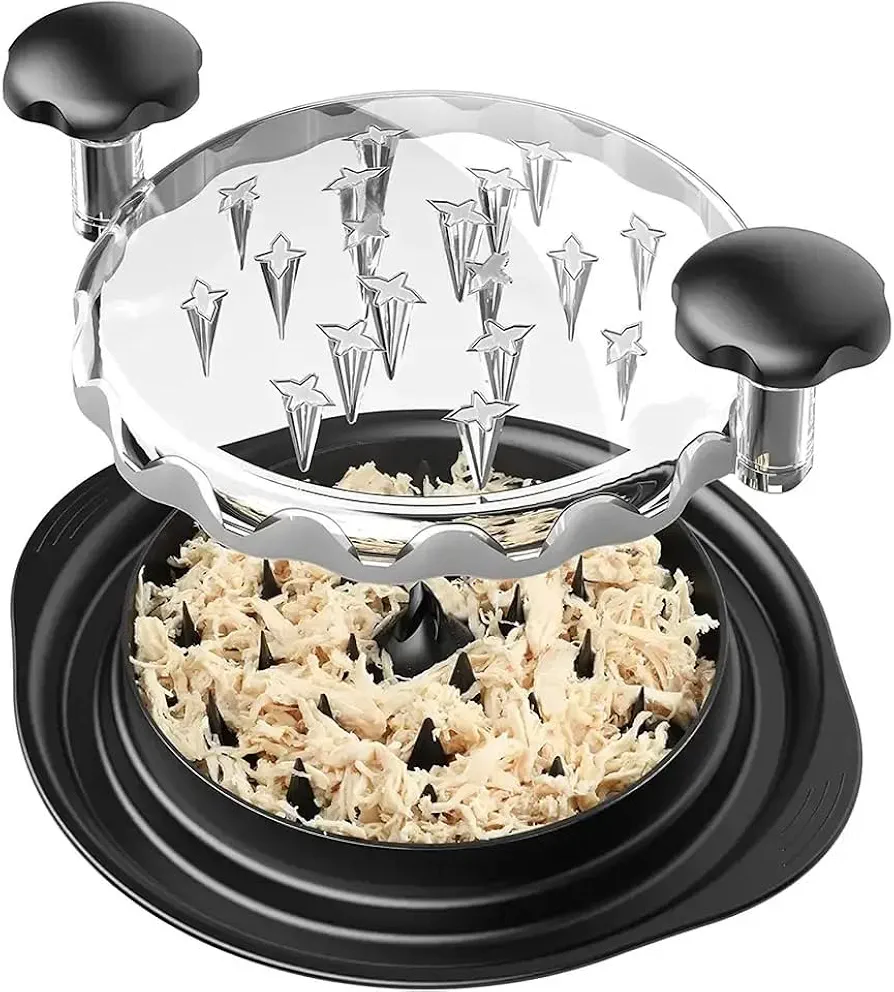 Heavy Chicken Shredder Shred Machine, Large Meat Shredder Machine, Chicken Shredding Tool Clear Cover Non-Skid Base, Ergonomic Handle, Shred Machine Tool for Pork, Beef Chicken, Anti-Slip Strip