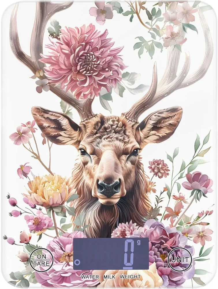 MNSRUU Food Kitchen Scale, Deer Spring Flowers Digital Food Scale, Kitchen Scales Digital Weight Scale for Food Ounces and Grams