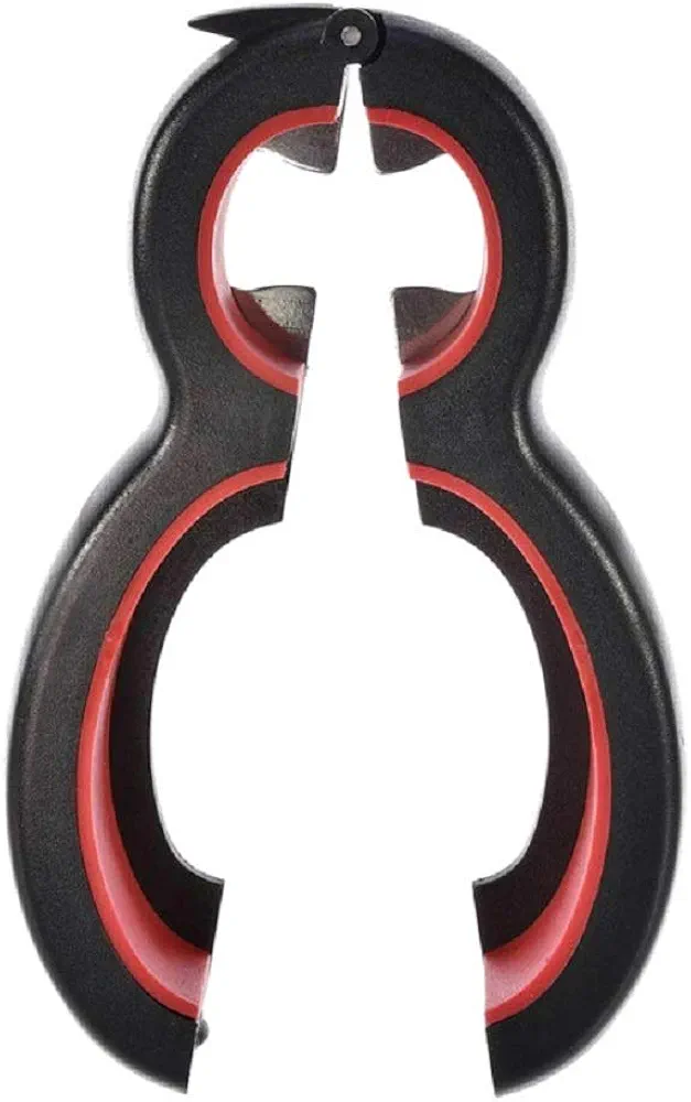 6-in-1 Multi-Function Can Opener Bottle Opener Jar Opener Lid Twist Off Gripper (Black Red)