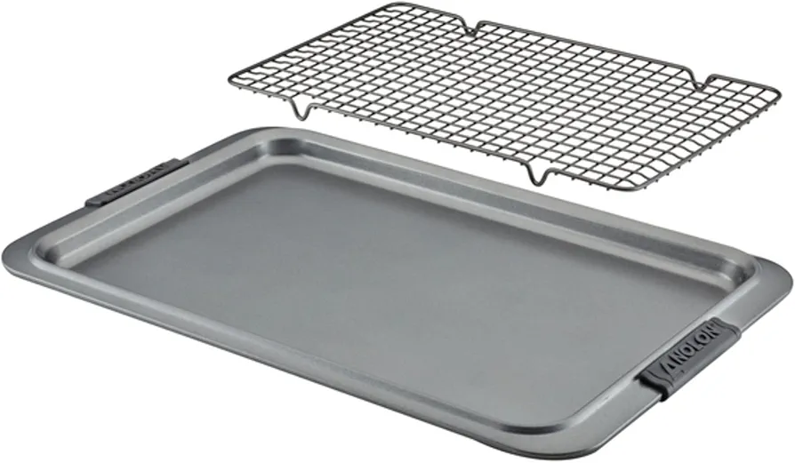 Anolon Advanced Nonstick Bakeware/Baking Sheet Set, 11" x 17" w/Cooling Rack, Gray