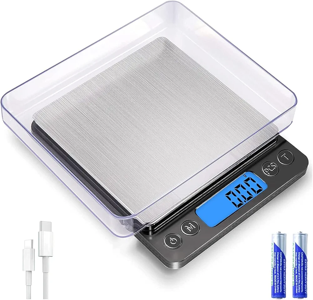 SKEAP Gram Scale 0.01g Accuracy, Food Scales Kitchen Digital Weight Grams & OZ, Jewelry Scale, High Accuracy Gram Scale, Digital Scale with Charging,Batteries and USB Cable Included