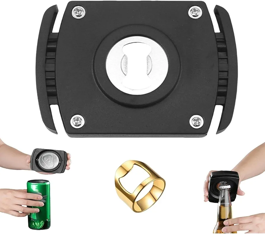 Soft Edge Soda Can Opener, Two-in-one Manual Cutting Can Opener for Beer, Iced Coffee, Soda, Canned Wine & Cocktails, Energy Drinks Can Top Remover for Beverage Cans, Household Bar Tool (Black)