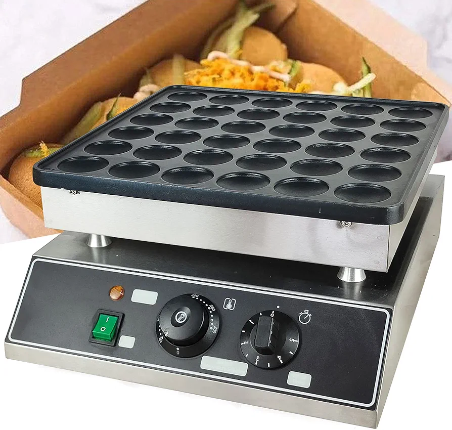 36PCS Mini Dutch Pancake Baker,Commercial Electric Waffle Pancake Maker,Poffertje Mini Waffle Pancake Maker Stainless Steel for Restaurants,Family