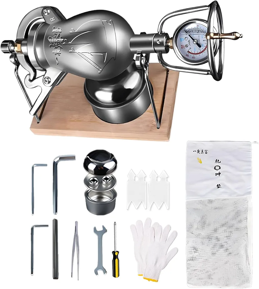 Hot Air Popcorn Machine, Chinese Popcorn Maker, High Pressure Popcorn Maker, Stainless Steel Popcorn Popper, for Home Party, Large 260ml