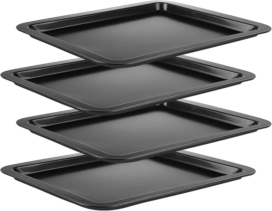 4 Pack Quarter Baking Sheets Big 9x13 Baking Pans Set NonStick Cookie Sheets for Baking Dish 1/4 Sheet Pan for Cooking Sheets for Oven Tray Rectangle Cake Pan Metal Non Stick Brownie Bakeware
