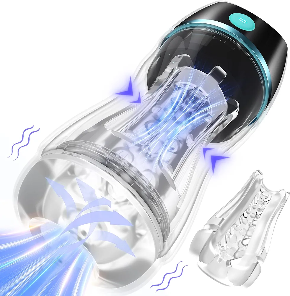 Automatic Male Masturbator Sex Toys for Men - Transparent Outer Shell Penis Pump with 3 Vacuum Suction & 7 Vibration, Sex Machine Adult Toys Pocket Pussy for Men, Male Stroker Adult Sex Toys & Games