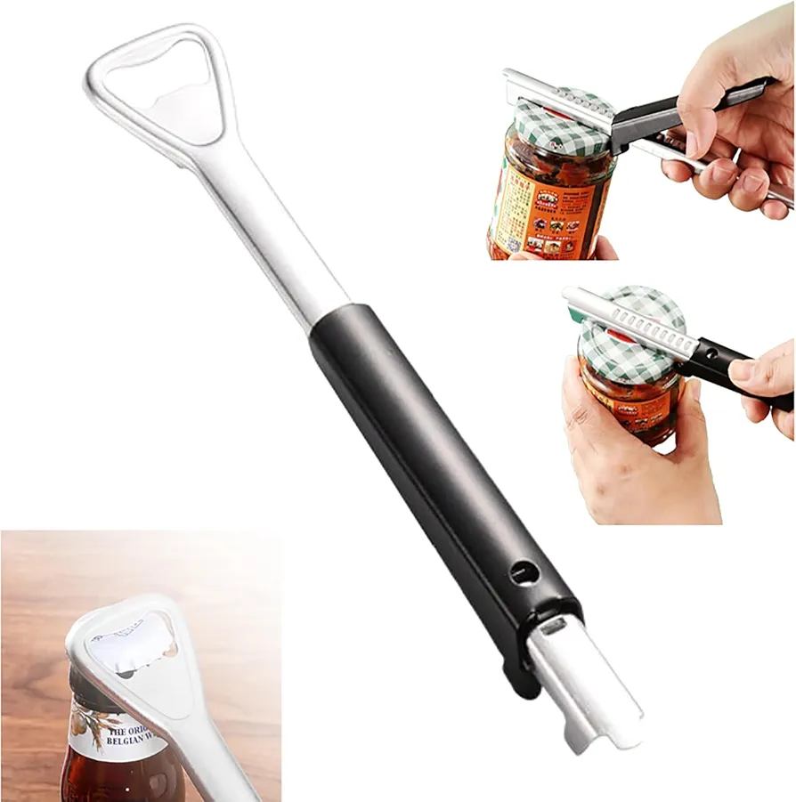 Adjustable Jar Opener for Weak Hands, 2 in 1 Adjustable Jar Opener Multi-function Can Opener Manual Lid Gripper Opener and Bottle Opener Tool for Home Kitchen Gadgets (1pcs)