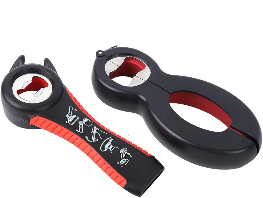 Multifunction 5In1 Bottle Opener Can Opener Set Kitchen Gadget BlackRed for Home Use
