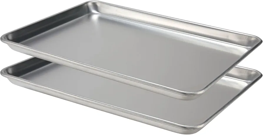 Checkered Chef Baking Sheet Set - 13" x 9.5" Stainless Steel Quarter Pans for Baking and Cooking (2 Pack)
