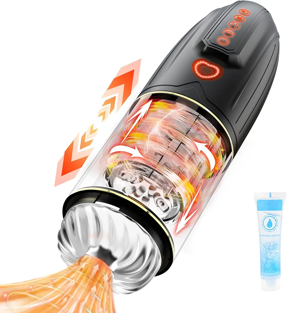 Automatic Thrusting Sucking Rotating Male Masturbator, Adult Electric Pocket Pussy Sleeve Vagina Stroker Blowjob Toys Stimulator with 10 Modes, Penis Pump Trainer Adult Male Sex Toys & Games for Men