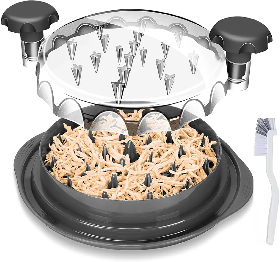 APLUSH Chicken Shredder, Chicken Shredder Tool Twist, Chicken Breast Shredder Tool Twist with Brush,BPA Free Ergonomic Handle Meat Shredder Machine, Anti-Slip, Easy Cleaning,Black