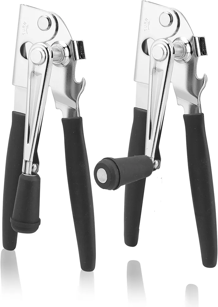 2 Pack Commercial Can Opener Manual Heavy Duty, Stainless Steel Handheld Can Openers For Kitchen, Smooth Edge Crank Can Opener Heavy Duty for Large Cans
