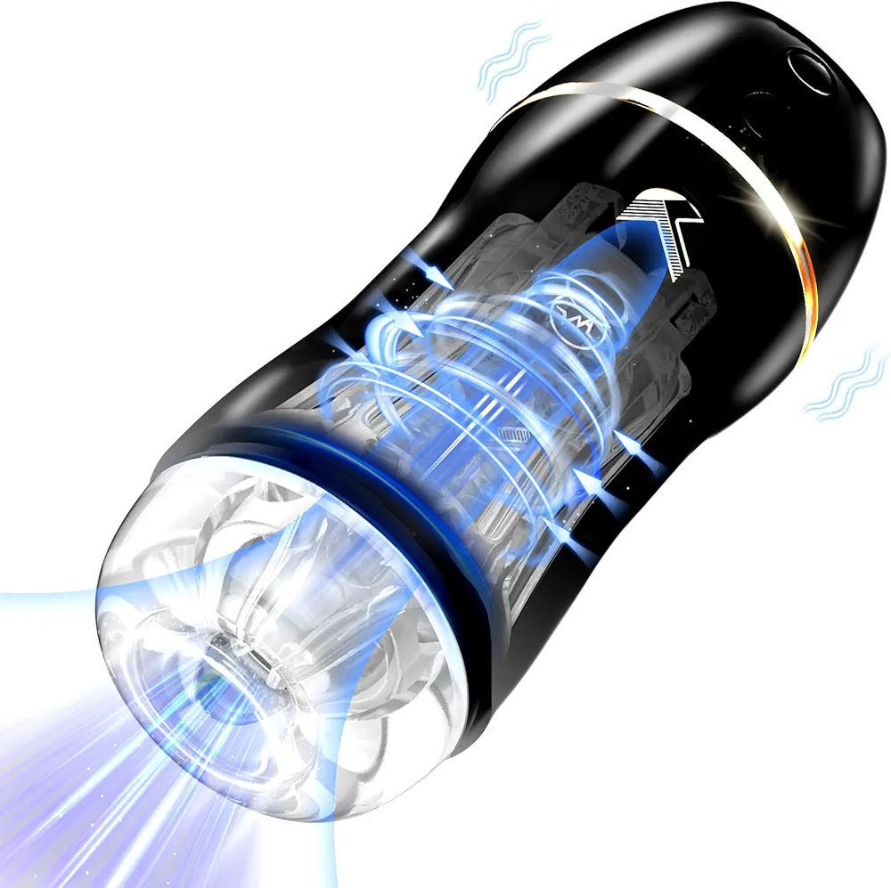 Automatic Sucking Male Masturbators - Upgraded 10 Vibration & 5 Suction Hands Free Pocket Pussy Male Stroker with 3D Realistic Textured, Blowjob Toy Mens Adult Male Sex Toys for Men (Black)