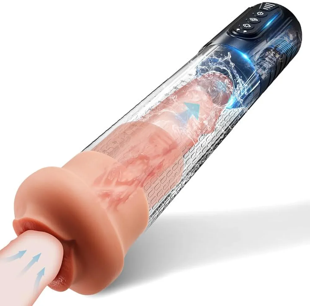 Waterproof Realistic Male Masturbator,Adult Sex Toys for Men,Sucking & Pumping Male Sex Toy, Premuim quiality Pocket Pussy Stroker, Follyee Penis Trainer Glans Stimulator Male Vibrator Penis Pump