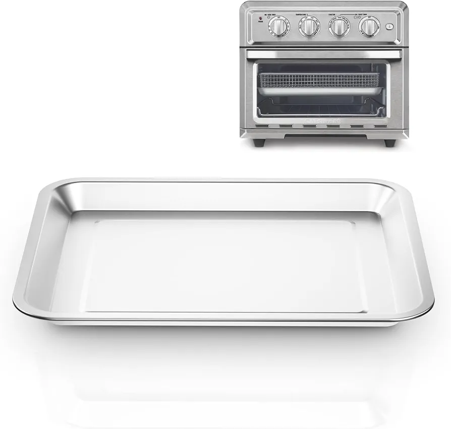 Stainless Steel Baking Tray Pan Compatible with Cuisinart Toaster Oven Tray,Suitable for Cuisinart Air Fryer TOA-060 and TOA-065 (For TOA-60/65), Silver