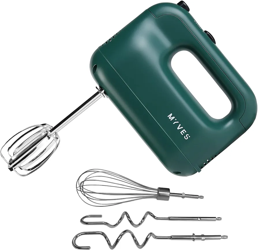 Hand Mixer Boasts a Powerful motor, 5 Speeds,5 Attachments, Durable Stainless Steel Design, Fashion Green Hand Mixer, kitchen Mixer, Stick Mixer,Hand Blender,Portable Stick Mixer