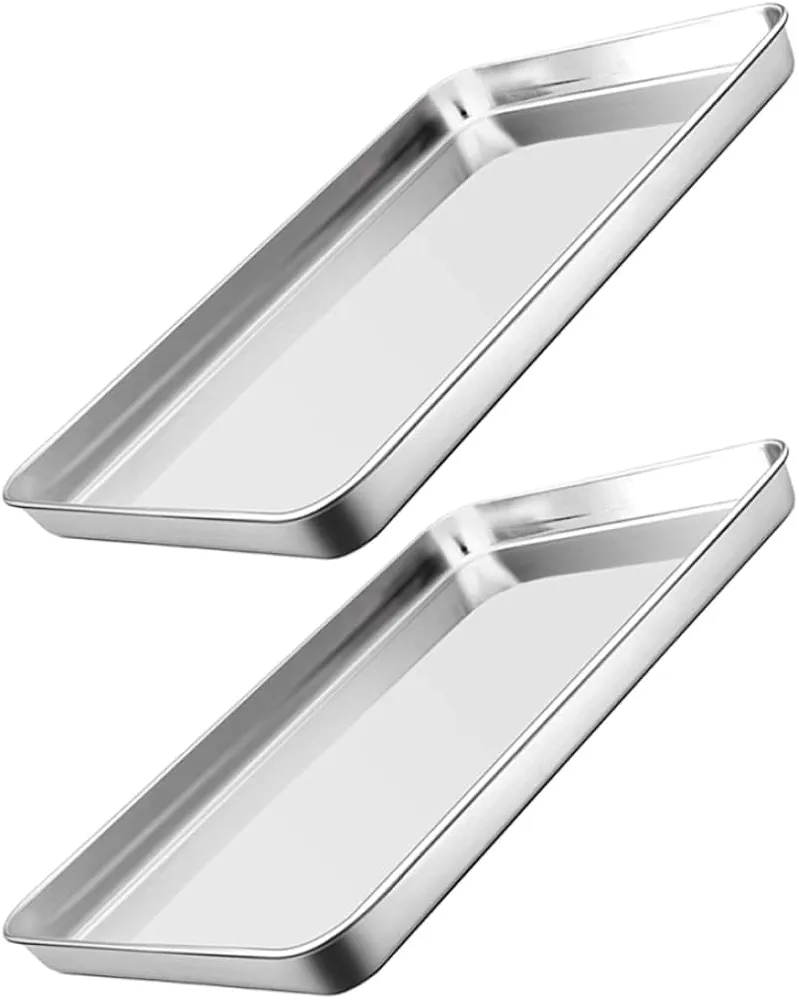 Yeory Oven Tray Baking Tray Stainless Steel Oven Tray No Stick Cookie Pan Baking Sheet Pans for Cooking Tools 2PCS