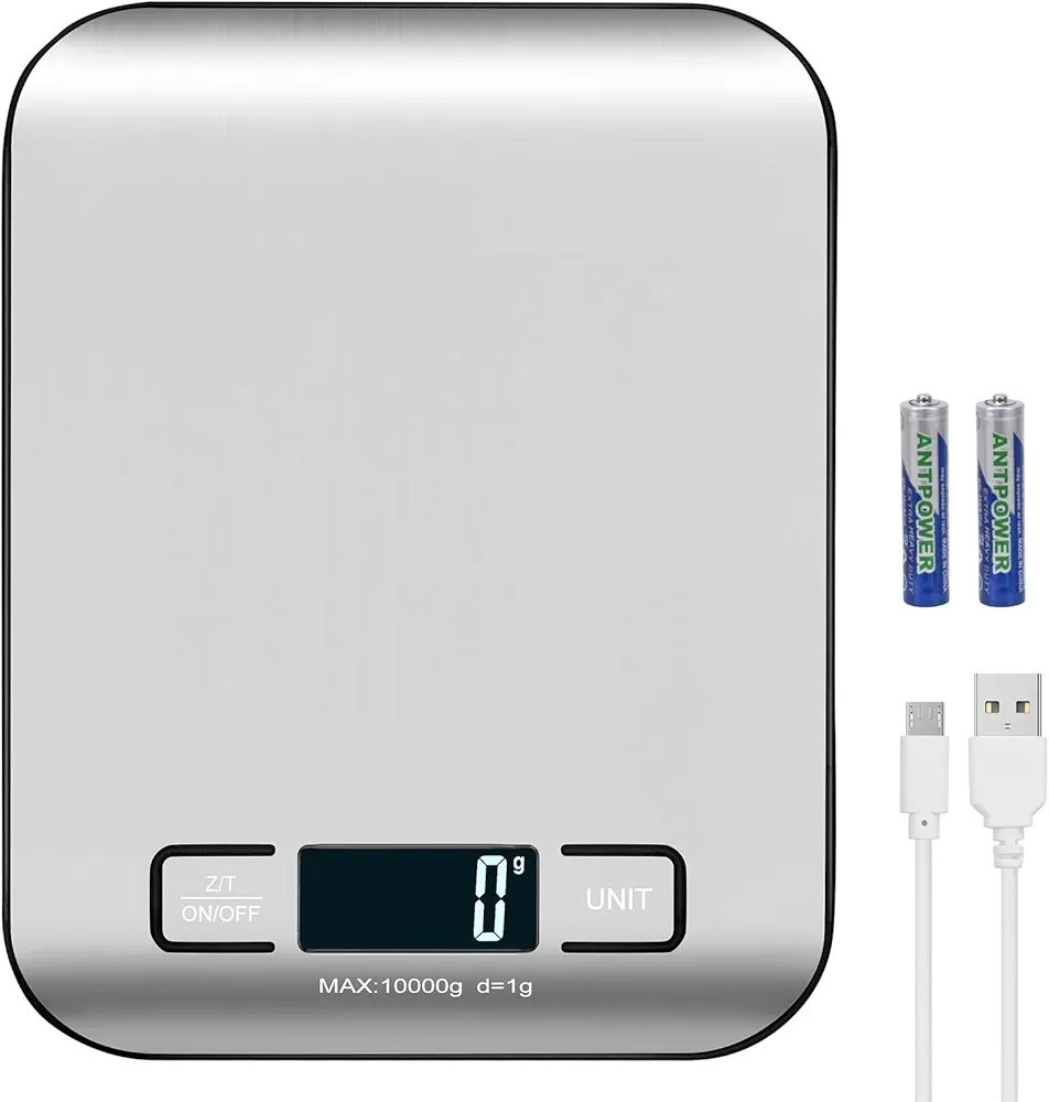 Digital Shipping Scale,Stainless Steel Panel, Accurate 10kg/1g Portable Postal Scale for Packages, Small Business,Kitchen, Food, Handmade, Liquids, and Boutique (Silver Black)