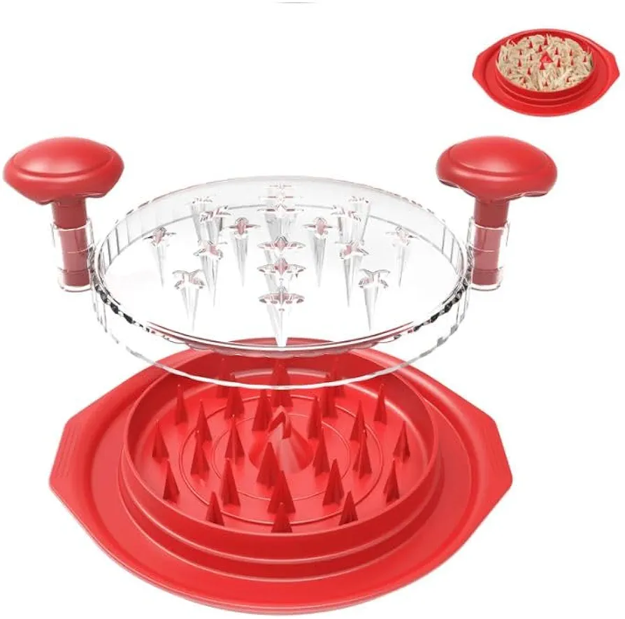 Chicken Breast Shredder Tool Twist Shredder With Transparent Lid For Shredding Chicken Meat (Red)
