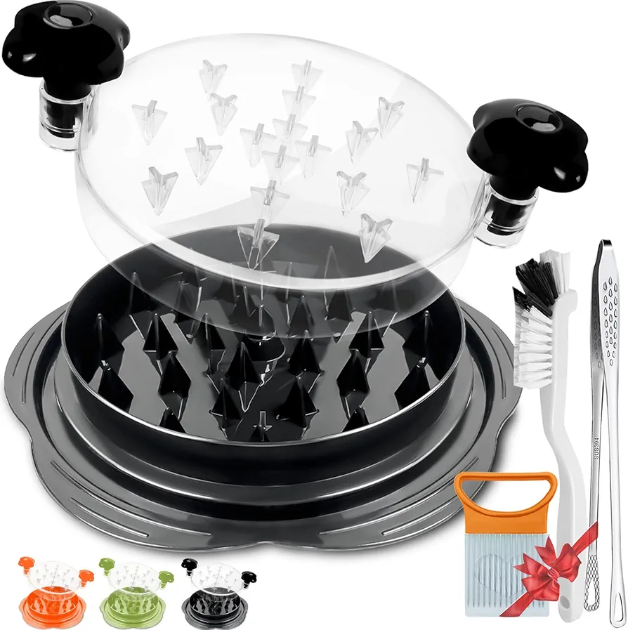 Chicken Shredder Tool Twist Large, Multifunctional Chicken Breast Shredder with Brush&Food Tong&Onion Holder for Slicing, BPA Free, Meat Shredder for Chicken Breast, Pork and Vegetable (Black)