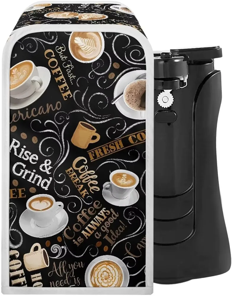 Coffee Print Electric Can Opener Covers Stain Protection Can Openers Dust Cover Fits for Most Electric Automatic Can Openers 5.7×5.7×10 inches
