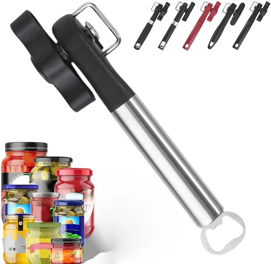 Safe Cut Can Opener, Can Opener Handheld, Manual Can Opener, Smooth Edge Can Open, Classic Multifunction Can Opener and Bottle Opener Easy to Use, No Sharp Can Edges (A)