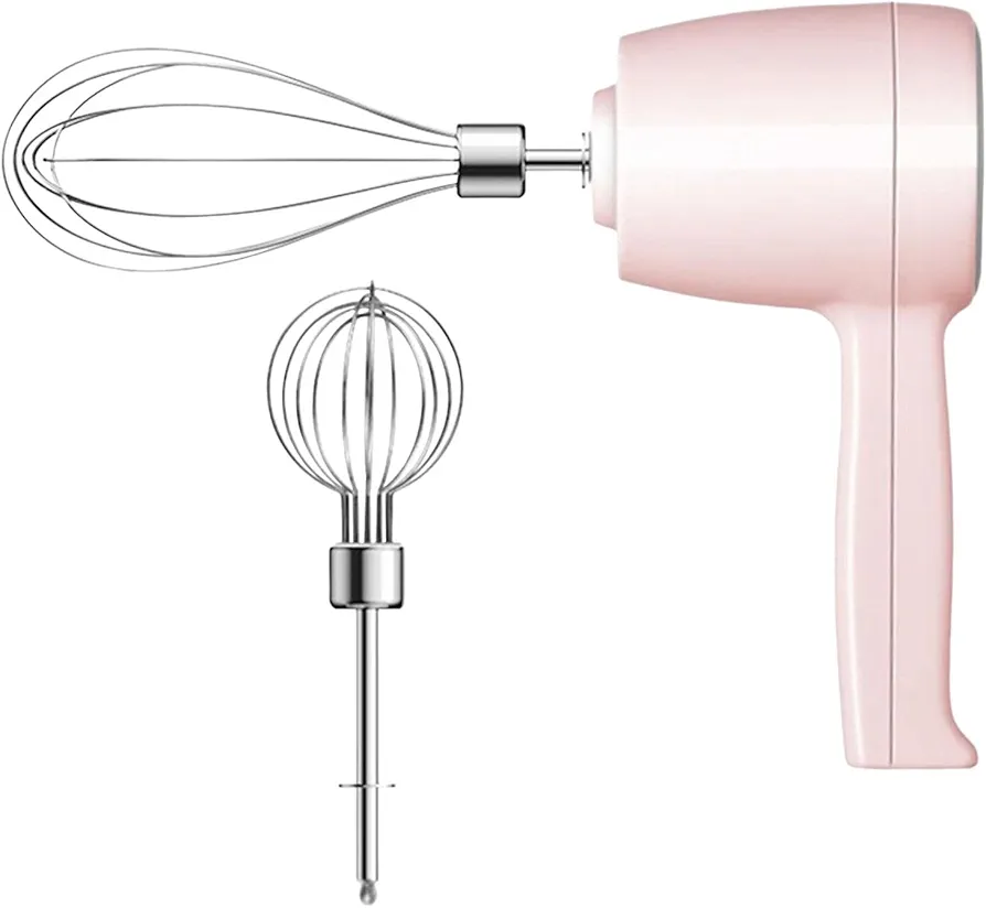 Portable Electric Hand Mixer with 5 Speed Options for Home Baking, Pink