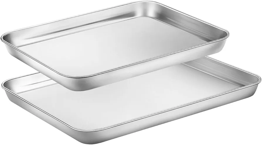Cookie Sheets for Baking, Stainless Steel Baking Sheet Cookie Sheet, 12 Inch Baking Pan 10 Inch Toaster Oven Pans, Dishwasher Safe & Mirror Finish & Rust Resistant