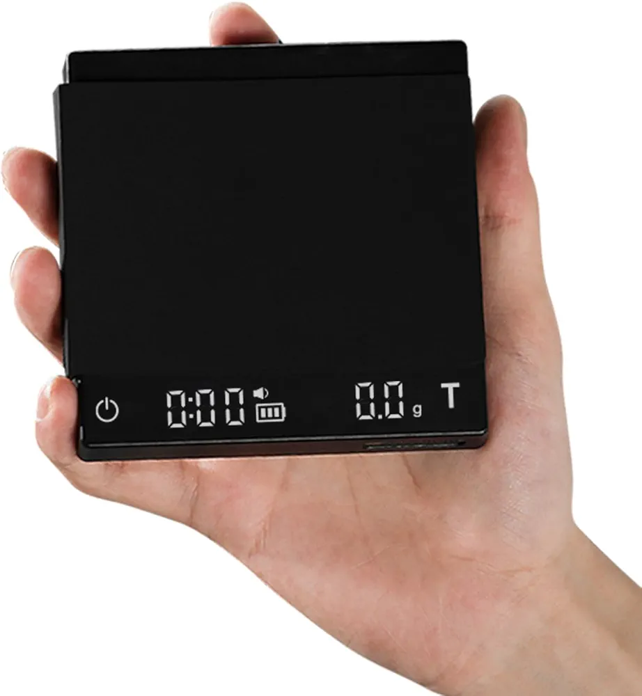 MHW-3BOMBER Mini Coffee Scale with Auto Timing, Rechargeable Espresso Scale with Timer, 2kg/0.1g High Precision Scale for Coffee Beans, Black ES6029B