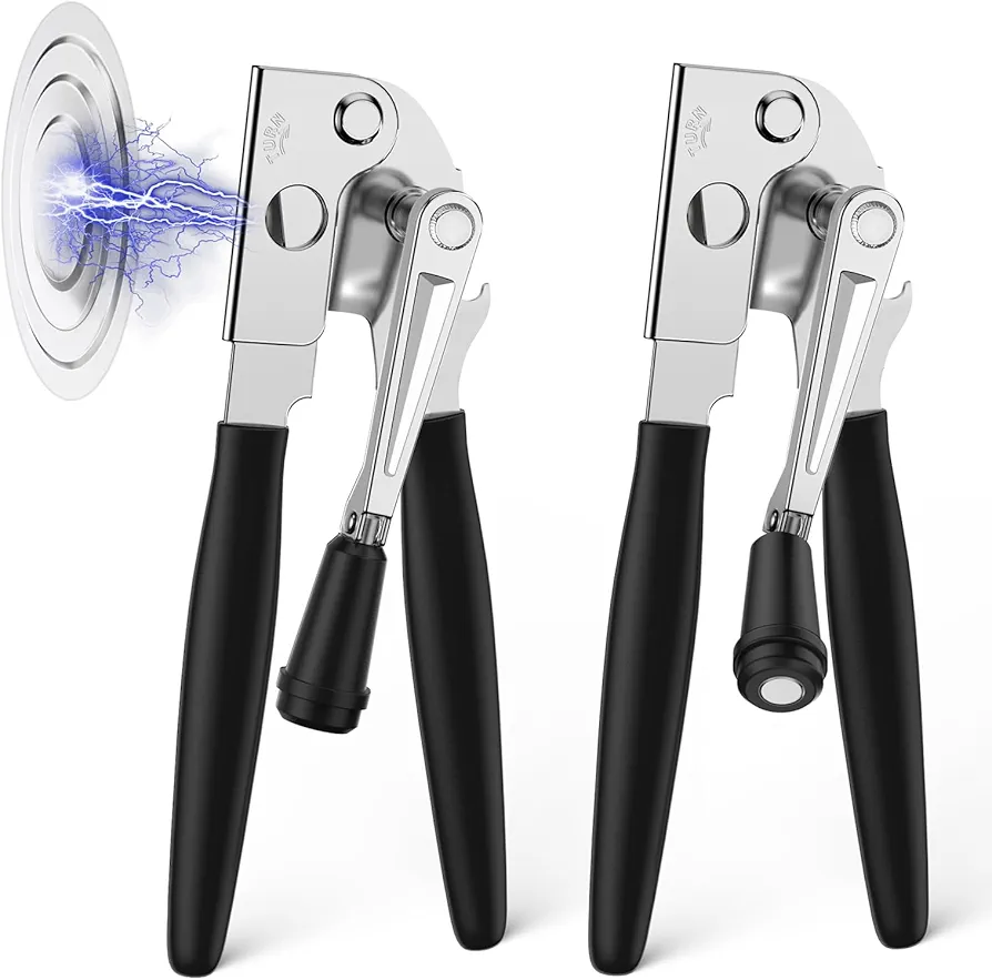 2 pcs Commercial Can Opener Magnet Heavy Duty Hand Can Opener Manual Handheld Can Opener with Easy Crank Handle Smooth Edge for Large Cans.