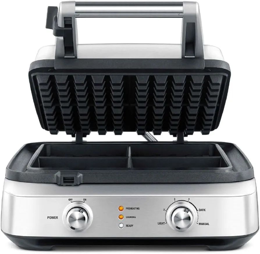 Breville 4 Slice the Smart Waffle, 12.25 x 12.25 x 5.75 inches, Brushed Stainless Steel