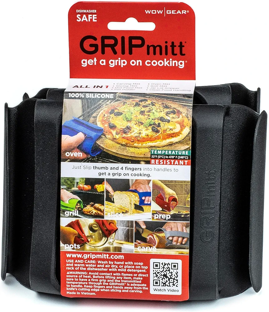 Silicone Kitchen Mitt 2-Pack Set (Medium/Large, Black)