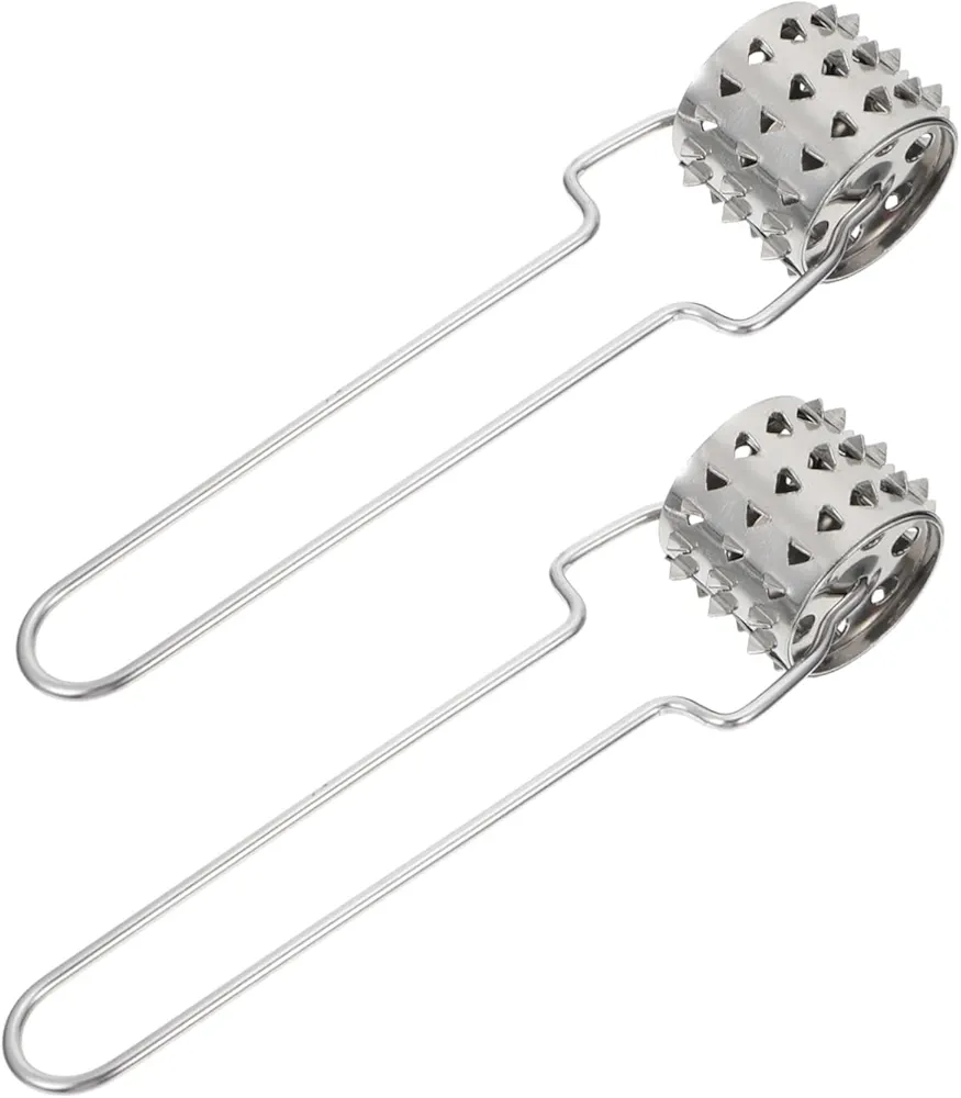PRETYZOOM 2pcs Meat Loosener Hole Punch Tool Beef Tenderizer Chicken Tenderizer Meat Softener Hammer Steak Meat Roller Cooking Meat Mallet Kitchen Meat Hammer Stainless Steel Silver