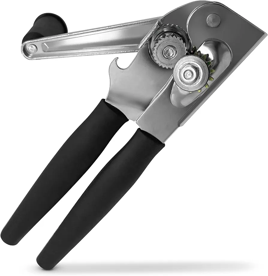 Commercial Can Opener Manual Heavy Duty, Hand Crank Can Opener, Large Handheld Can Opener Easy for Big Cans, Swing Grip Design, Manual Can Opener with Comfortable Easy Crank Handle, Black