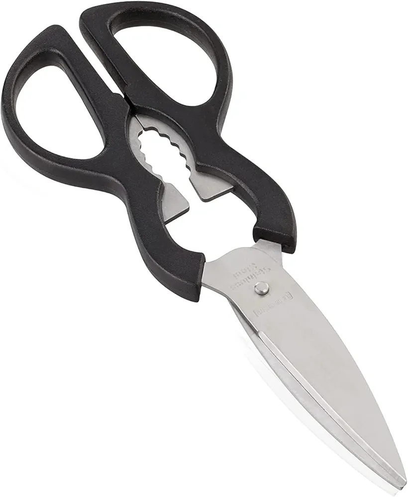 Leifheit Household Scissors, Kitchen Scissors, All Purpose Scissors, Stainless Steel Blades, with Crown Top Lifter, Screw Top Opener