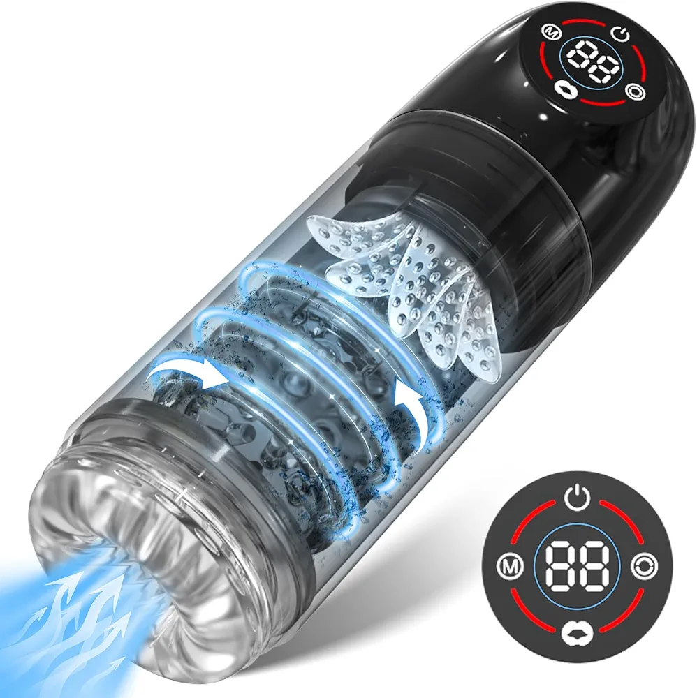Automatic Male Masturbator Penis Pump-Male Sex Toys for Men with Upgrade 6s Vacuum Pump & 7 Rotating Sucking Licking LCD Display Male Stroker Pocket Pussy Adult Sex Toys Pumps & Enlargers