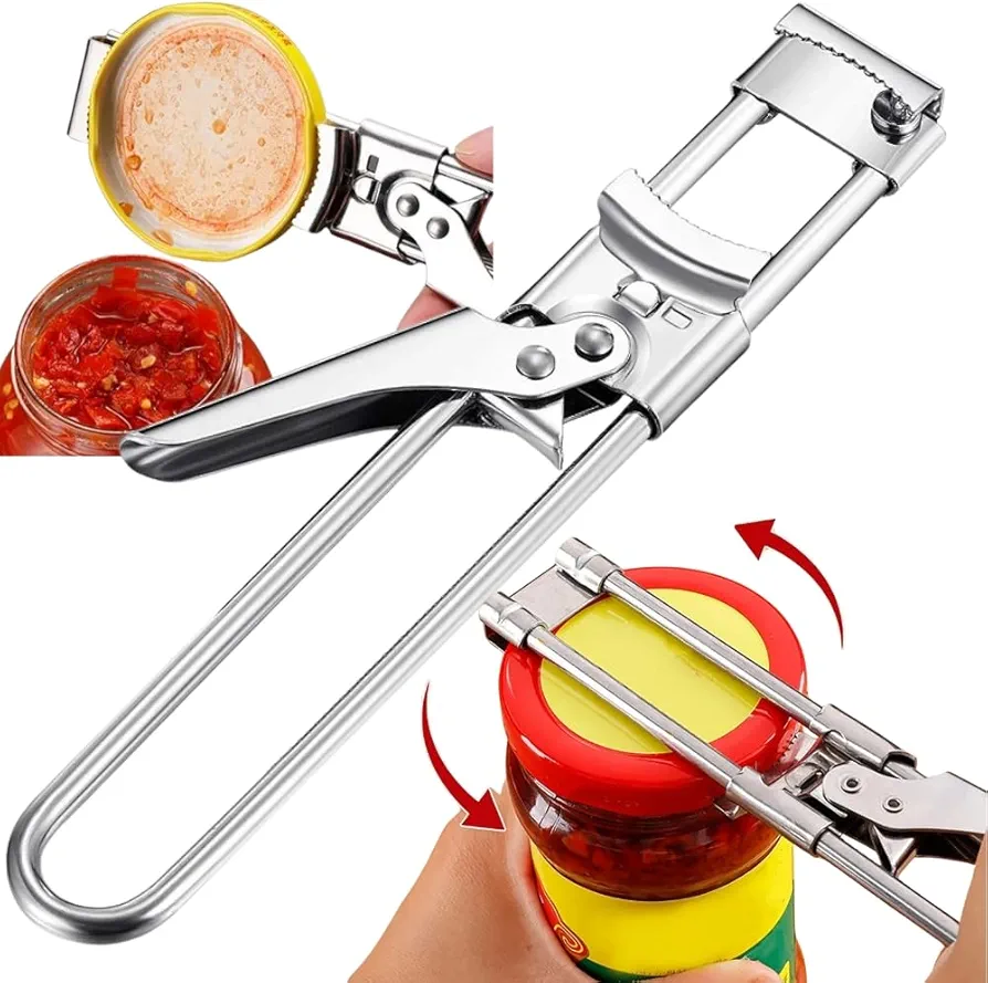 Adjustable Multi-Function Bottle Cap Opener Stainless Steel Lids Off Jar Opener Labor-Saving Screw Can Opener For Kitchen Tools For Christmas Gift