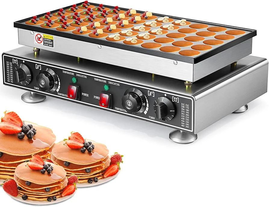 110V Mini Pancake Baker 1800W, 50PCS Commercial Pancakes Maker Machine, 1.8 Inches Electric Muffin Waffle Maker Machine Dutch Poffertjes Grill For Home Kitchen Restaurant Snack Dessert