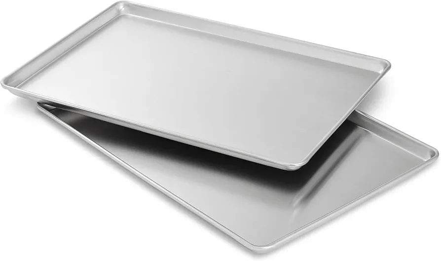 Professional Half Size Sheet Pan Set-2-pack- Made in the USA Aluminum Baking Pans-Cookie Sheets