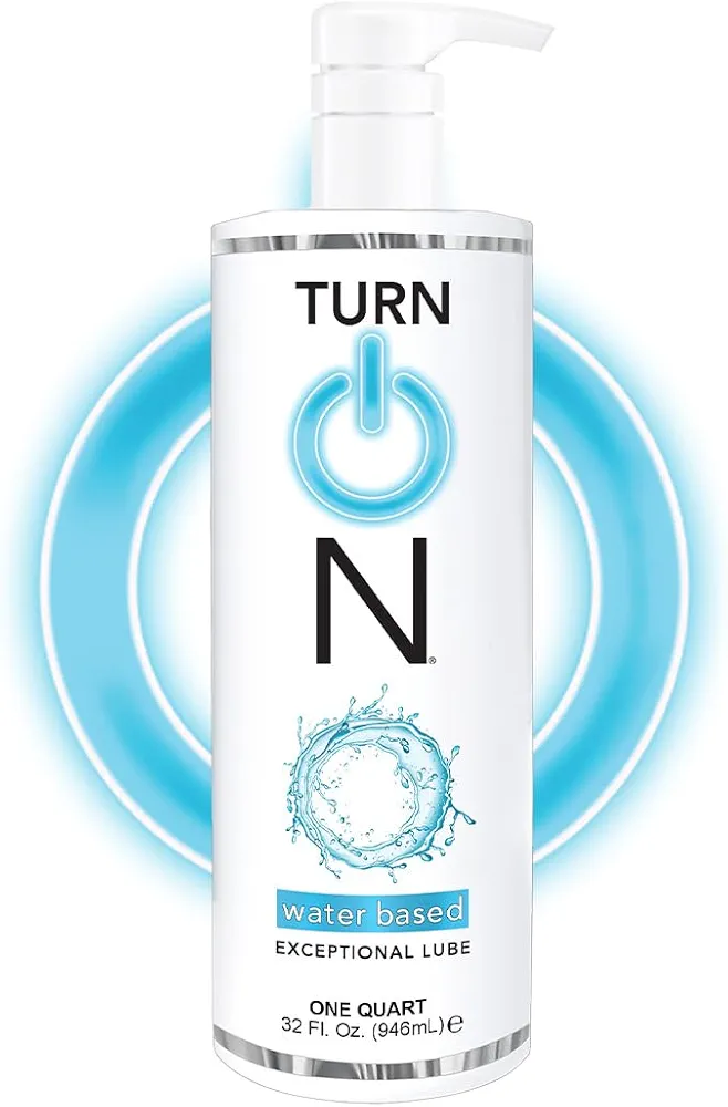 Turn On Water Based Sex Lube 32 Ounce Personal Lubricant - Premium Formula - Safe Vegan Ph Balanced Hypoallergenic and Paraben Free Intimacy, Gel Lube for Men, Women, & Condoms