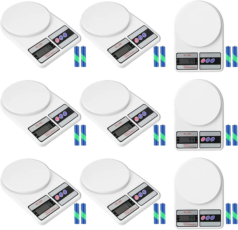 Kanayu 12 Pcs Food Scale Digital Kitchen Scale Tear Function Scale for Food Ounces and Grams Display Shows Weight for Baking Cooking Weight Loss Meal Prep Packages Mailing, Batteries Included