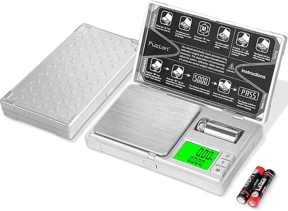 Fuzion Gram Scale CASH-200 Digital Pocket Scale, 0.01g Digital Grams Scale, Jewelry Scale, Small Food Scale Mini Gram Scale with Dual Display, Compact Size, Calibration Weight