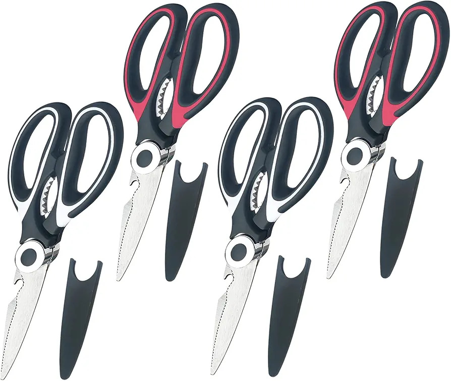 Kitchen Scissors，BESTWYA Multipurpose Kitchen Shears Heavy Duty Stainless Steel （Pack of 4）