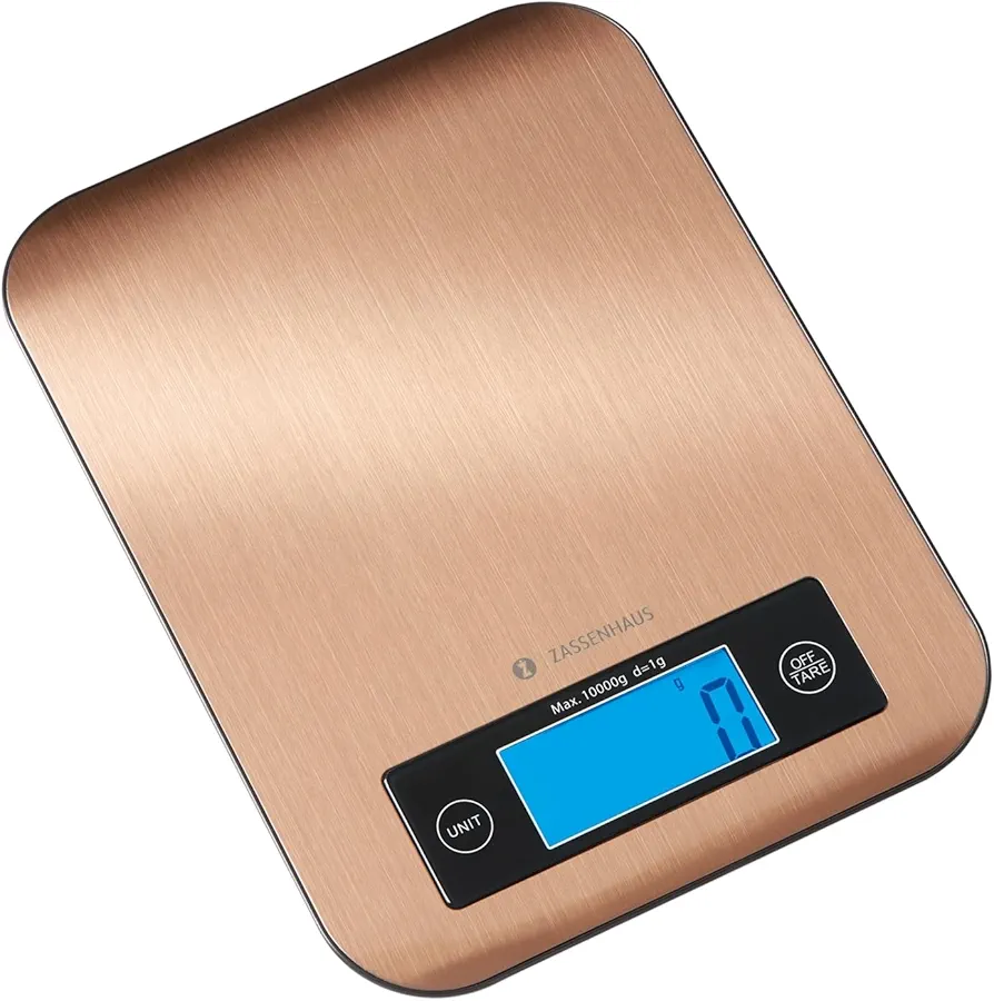 Zassenhaus Pure Digital Kitchen Scale, 9.3" x 6.9", Copper