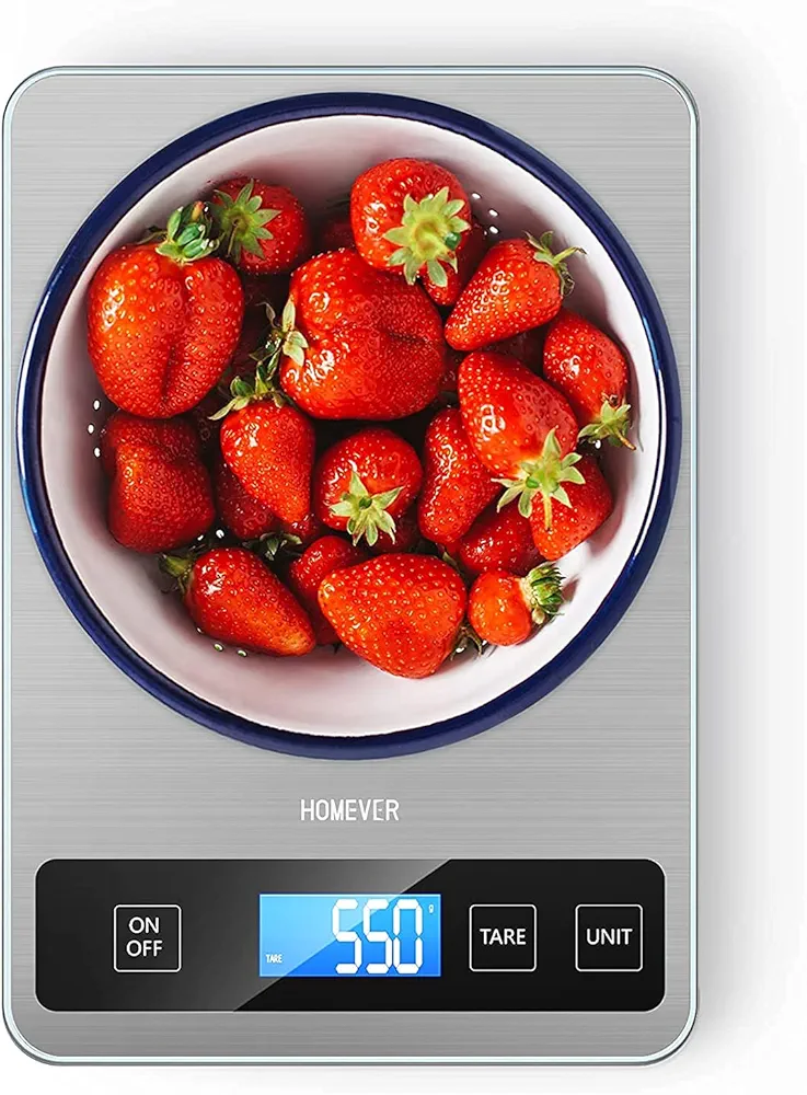 Kitchen Scale, 33lb/15kg Food Scales Digital Weight Grams and oz for Cooking, 304 Stainless Steel, Silver