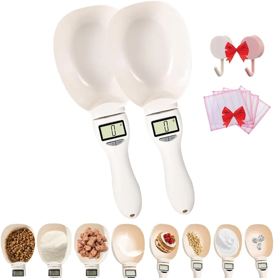 Food Measuring Scoop Scale,Digital Measuring Spoon with Removable Handle,800g/0.1g Kitchen Scale Spoon with Lcd Screen for Dispensing Food and Condiments, Coffee Spoon Scale(2pcs)
